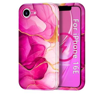Imagem de Btscase Capa para iPhone 16e magnética, design de mármore e proteção de três camadas - capa premium de policarbonato + TPU à prova de choque [compatível com MagSafe] capa fina protetora à prova de