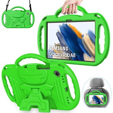 Imagem de AVAWO Capa infantil para Samsung Galaxy Tab A8 10,5 polegadas 2021, com alça, suporte leve à prova de choque, verde