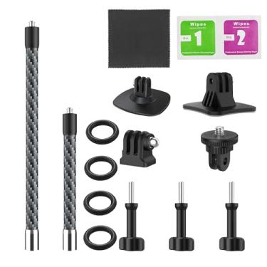 Imagem de Kit de haste de extensão de fibra de carbono atualizado, braço de extensão de suporte de capacete para câmera de ação para GoPro Hero 12/11 / 10/9 / 8/7 / 6/5 preto e Insta360 One X4 / X3 / X2 / XR/Go