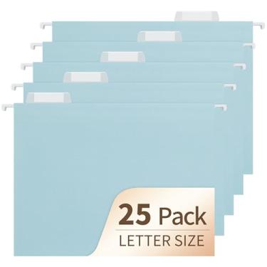 Imagem de Pastas de arquivo suspensas, pacote com 25 pastas de arquivo tamanho carta com abas de corte 1/5, essenciais de escritório para armário de arquivo e armazenamento de mesa