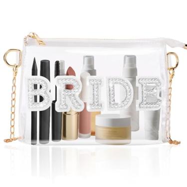 Imagem de Aliceset Bolsa tiracolo transparente com zíper Mrs Bridal Stadium para o dia do casamento, despedida de solteira, presentes de noivado, lua de mel, shows