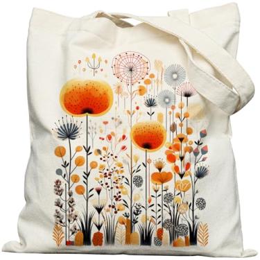 Imagem de METALPHA Sacola estética para mulheres e meninas – Bolsa sacola de lona com estampa dupla face floral com fecho de pressão e bolso