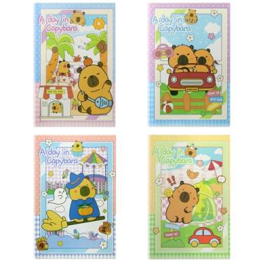 Imagem de Geluode Capybara Notebooks, A5 Size 4 Packs in 4 Designs 5.3" x 8.1" Colorful NotePad Diary for Birthday Gifts Stocking Stuffers Office Business School Kids Students Rewards