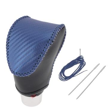 Imagem de Motoforti Capa de manípulo de câmbio antiderrapante para Kia Soul 2020-2023 couro sintético preto azul