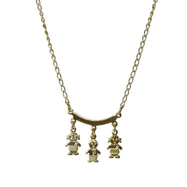Imagem de Colar Folheado a Ouro Contendo Pingente Triplo Filhos