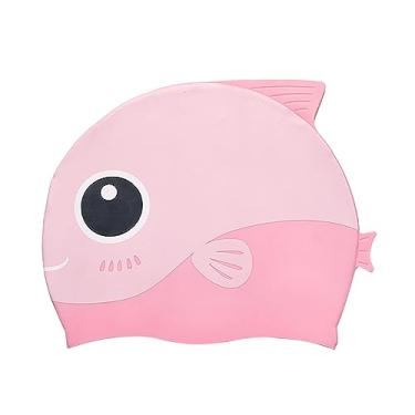Imagem de Chapéu de natação de desenho de silicone Profissional Capace de natação à prova d'água impressa para crianças Silicone impermeável Hat de natação Capinho de silicone fofo Baice de (Tipo d)