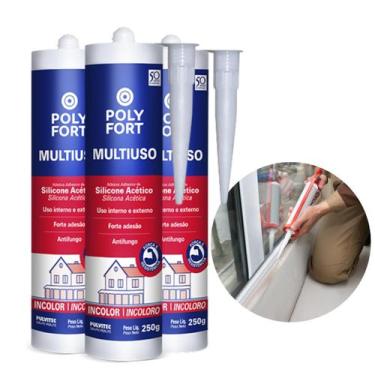 Imagem de Kit 3und Silicone Acetico Multiuso Incolor 250g Polystic - Pulvitec
