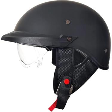 Imagem de Capacete Aberto Alemão Vintage Motocicleta Retro Meio Capacete Ece Aprovado Com Protetor Solar Boné De Beisebol Capacete Adulto Homens Mulheres Boné Crânio Para Scooter Ciclomotor, 1, XL