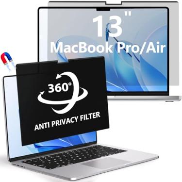 Imagem de Película de privacidade magnética de 360° para MacBook Air 13 (2018-2021, M1) e MacBook Pro 13 (2016-2022, M1/M2), película de privacidade removível antirreflexo de 4 vias com filtro de privacidade de