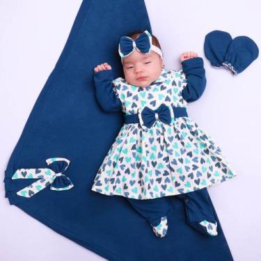 Imagem de Saída de Maternidade Menina Aconchego Corações 05 Peças P - Amora Baby