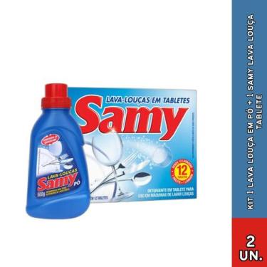 Imagem de kit 1 lava louça em pó 1 samy lava louça tablete, Azul