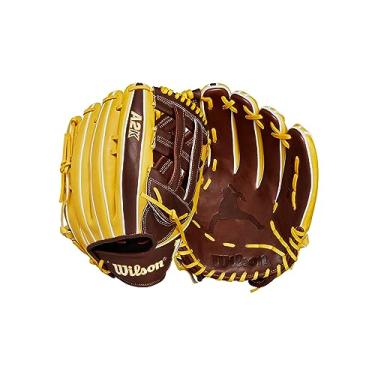 Imagem de Wilson Luva de beisebol 2024 Juan Soto A2K® JS22 GM 32,4 cm Outfield - amarelo/marrom, arremesso para mão direita