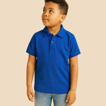 Imagem de Camisa Polo Infantil Masculina Básica com Gola Clássica e Botão Estilo