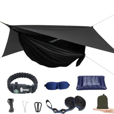 Imagem de Rede de acampamento com mosquiteiro e mosca de chuva – rede de viagem para insetos – barraca de rede para caminhadas ao ar livre, mochilão, viagem, acampamento, acessórios e equipamentos de