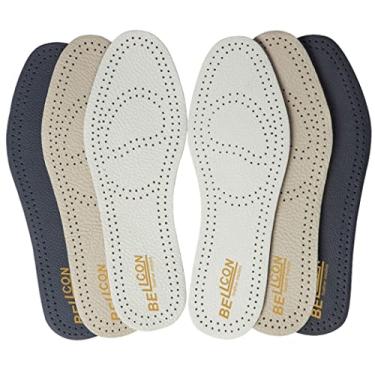 Imagem de Palmilhas masculinas de couro finas para mulheres, comprimento total, acolchoadas, antiderrapantes, para controle de odores, inserções de sapatos de couro para adultos unissex, pacote com 3 pares, Black+beige+grey, 3 Pairs/Womens 5-5.5 M US
