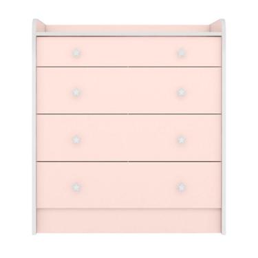 Imagem de Cômoda Infantil Com 4 Gavetas Verona Rosa Acetinado