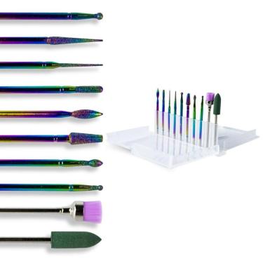 Imagem de Kit 10 Brocas Diamantada Escovinha Polidora + Caixa Suporte