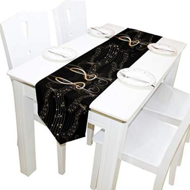 Imagem de WOOR Dupla face Grunge Retrô Musical com Notas e Piano Chaves Mesa Runner 13 x 70 polegadas de comprimento, Toalha de Mesa Runner para Festa de Casamento, Feriado, Cozinha de Jantar Casa Decoração Diária, Multi06, 13x70, 1