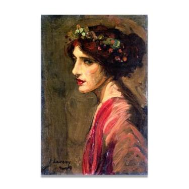 Imagem de Retrato de uma senhora John Lavery Irish Realist Portrait & War Scenes Impressão em tela – Arte de parede vintage para casa 20 x 30 cm sem moldura