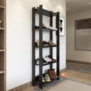 Imagem de Sapateira Multiuso Para Calçados 5 Andares Organizador Mdp 15mm Preto Preto