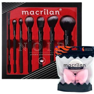 Imagem de Kit Pincéis P/ Maquiagem Macrilan + Kit Trio De Esponjas EP20 Efeito P