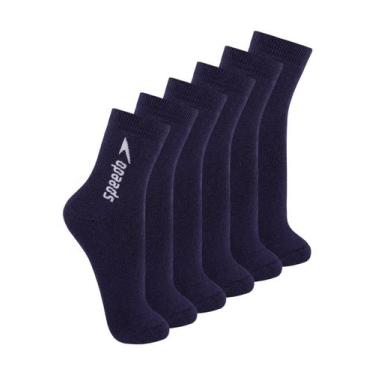 Imagem de Kit com 6 Pares de Meias Esportiva Cano Médio Speedo 8032, Azul marinh