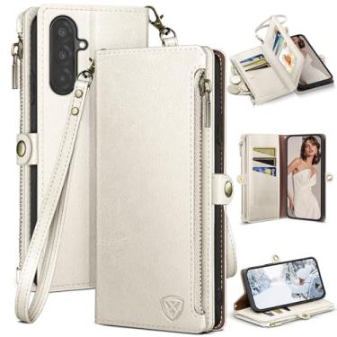 Imagem de XcaseBar Compatível com capa carteira para Samsung Galaxy A56 com zíper para cartão de crédito 【bloqueio RFID】, capa flip fólio de couro PU à prova de choque feminina masculina para Samsung A56 capa