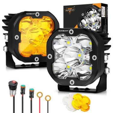 Imagem de Farol de neblina amarelo LED Pods Auxbeam XP-Ultra Series 80W 9600LM