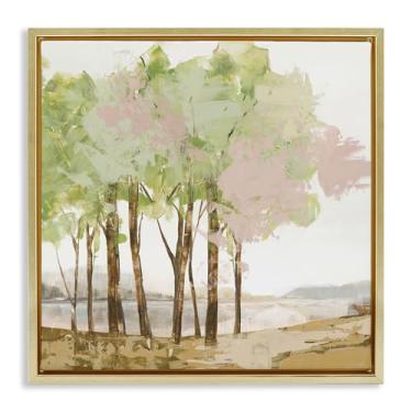 Imagem de Stupell Industries Design de arte de parede em tela flutuante de ouro florestal Spring Awakening Forest por Ian C., 18 x 18