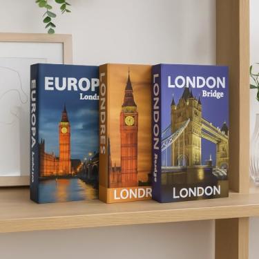 Imagem de Kit 3 Caixas Livro Decorativo Porta Objetos Decoração Casa Sala Multiuso Jogo de Livros Decorativos (Europa)