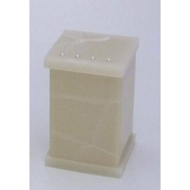 Imagem de Porta Algodão/Porta Cotonetes em Acrílico Com Strass Bege Marmorizado Decor Acrílicos