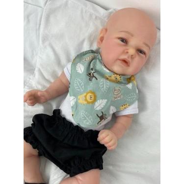 Imagem de Bebê Reborn Menino Mary Ann Careca Silicone Boneco Realista 50cm Toma 