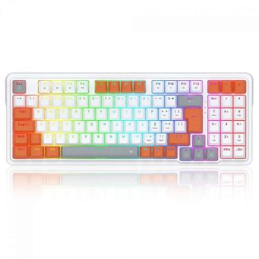 Imagem de Teclado Mecânico Gamer Redragon Gloria, RGB, Switch Dust-Proof Red, ABNT2, Branco e Laranja