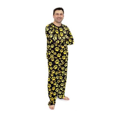 Imagem de Pijama Masculino Longo Divertido Patinhas Douradas - Alegria de Montar