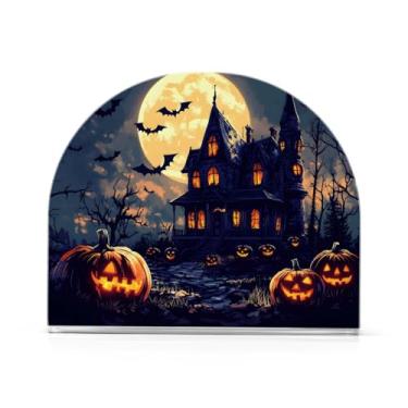 Imagem de Suporte de guardanapo de abóboras de morcego noturno assustador de Halloween para mesas de papel porta-guardanapos de coquetel para jantar na cozinha, dispensador de guardanapo de jantar acrílico para