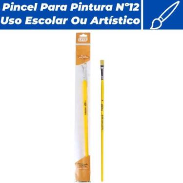 Imagem de Pincel Chato Para Pintura Nº12 Cabo Longo Uso Escolar E Profissional -