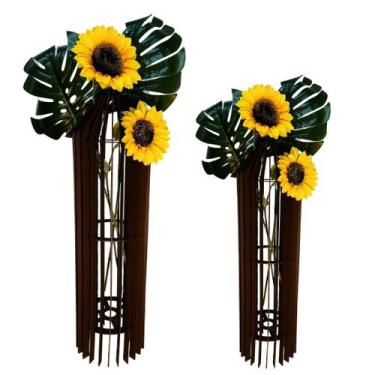 Imagem de Vaso de Chão Decorativo Grande MDF PENEDO - LENOBRE, Preto, Kit com 2 