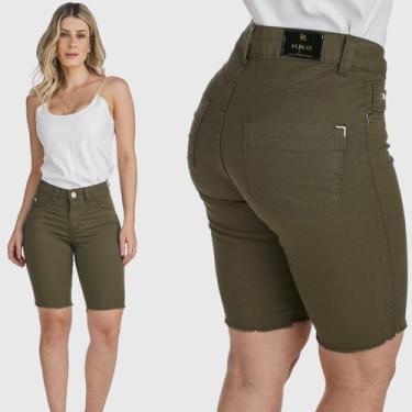 Imagem de Bermuda Jeans HNO Jeans Hot Pants Comfort Plus, 48, Verde escuro