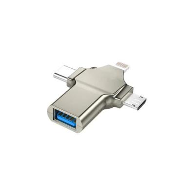 Imagem de Adaptador do otg 3 em 1 Usb 3.0 para " type-c "tipo c, micro usb e lig