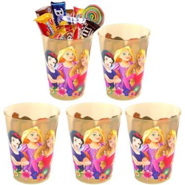 Imagem de Kit 5 Copos das Princesas para Festa Infantil e Decoração Lembrancinha de Aniversário de Criança Copo 320ml para Suco e Refrigerante