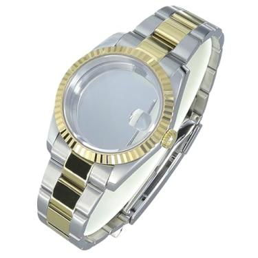 Imagem de FEIYASHI Caixa de relógio à prova d'água de aço dourado de 36/39 mm, bisel canelado, para NH35 NH36 NH34 Miyota8215, peças estilo Datejust, 39 mm + miyota8215 8205 Movimento + tampa inferior de vidro