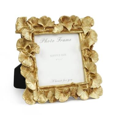 Imagem de Porta-retratos Cuspin Vintage Gold, resina de 4x4 polegadas com vidro