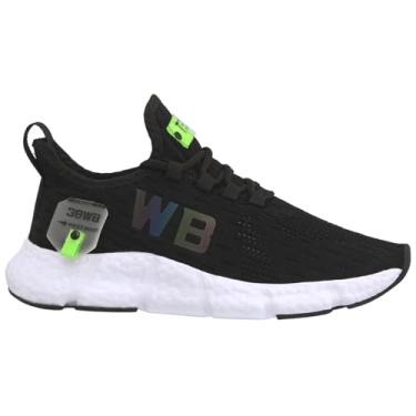 Imagem de Tenis Masculino Feminino Academia Corrida Knit Confortavel Ultra Leve Original WB (Preto/branco, BR, Adulto, Numérico, 43)