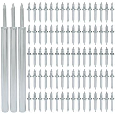 Imagem de Murtenze 300 peças de fio de rodapé de cabeça dupla sem costura, linha de rodapé de pregos de cabeça dupla, parafusos invisíveis para rodapé de madeira maciça (com 3 barris de instalação)