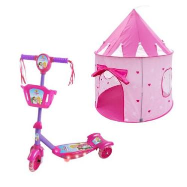 Imagem de Kit Barraca Torre Infantil Princesa + Patinete 3 Rodas Musical Seguro 