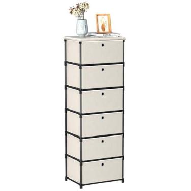 Imagem de Cômoda de gavetas de armazenamento LUKYTOWER pequena com 6 gavetas pre