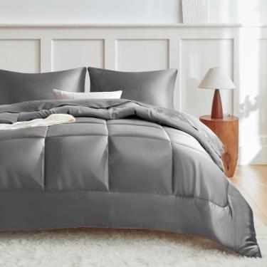 Imagem de Conjunto de edredom MR&HM Queen Dark Grey Dark Grey Microfibra de Ceti