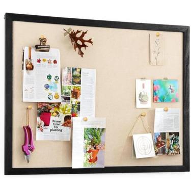 Imagem de Quadro de avisos Miratino Large 58x46 cm Moldura de linho, cortiça e m