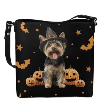 Imagem de HUGS IDEA Boho Bolsas femininas de couro, bolsa tiracolo tipo concha, Cachorro de Halloween, Large