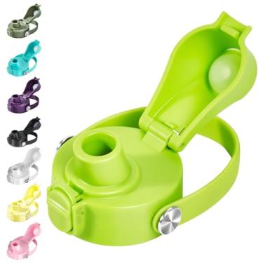 Imagem de EIPOSAU Tampa flip automática para garrafa de água de boca larga Hydro Flask, ótima tampa de bico para HydroFlask, tampa de substituição com trava de botão, verde-claro